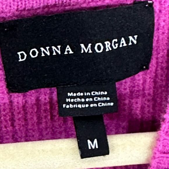 Donna Morgan Raspberry Pink Puff Sleeve Sweater Dress | Size M - Picture 7 of 12